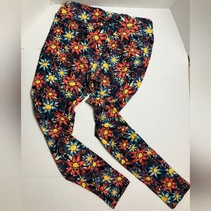 Bright Floral Patterned LulaRoe Leggings Size Tall & Curvy